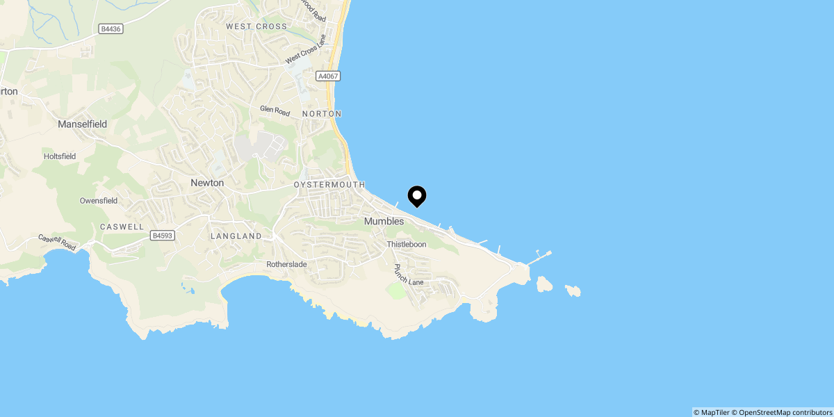 Approximate location of Mumbles Road, Mumbles, Swansea, SA3 4EA