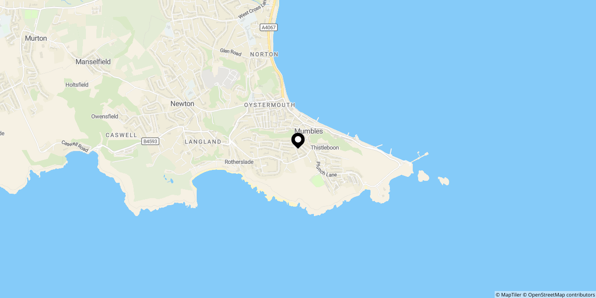 Approximate location of Cambridge Gardens, Langland, Swansea, SA3 4PP
