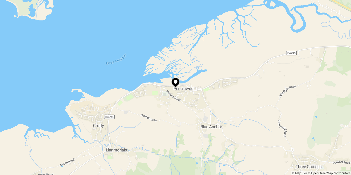 Approximate location of Seabank, Banc Bach, Penclawdd, Gower, Swansea, SA4 3FJ