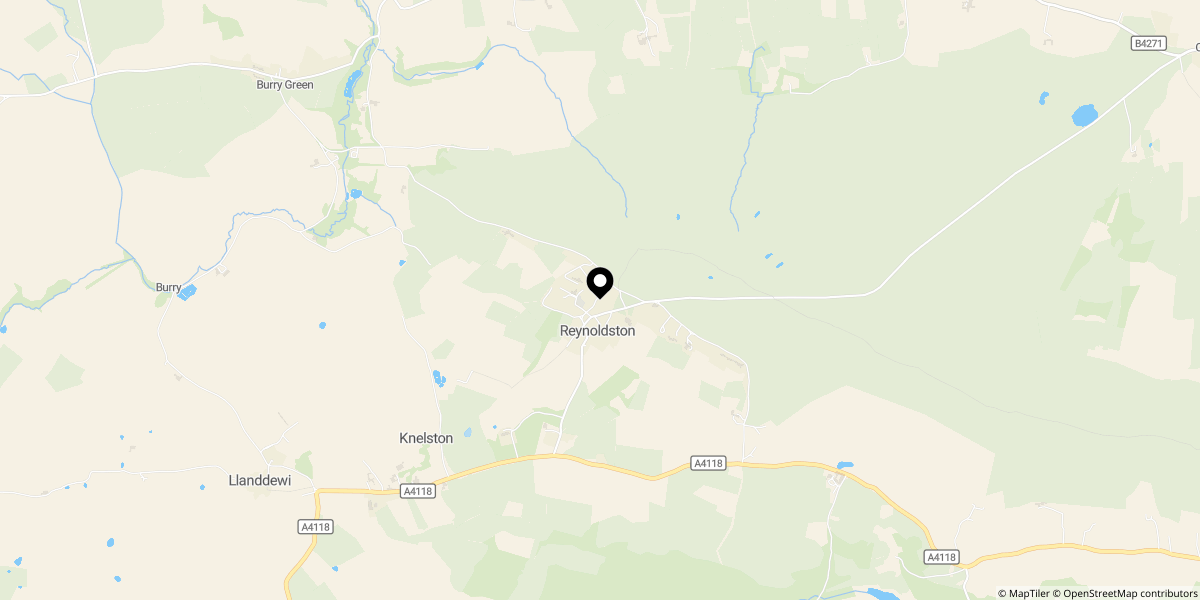 Approximate location of Myrtle Cottage, Reynoldston, Gower, Swansea, SA3 1AD