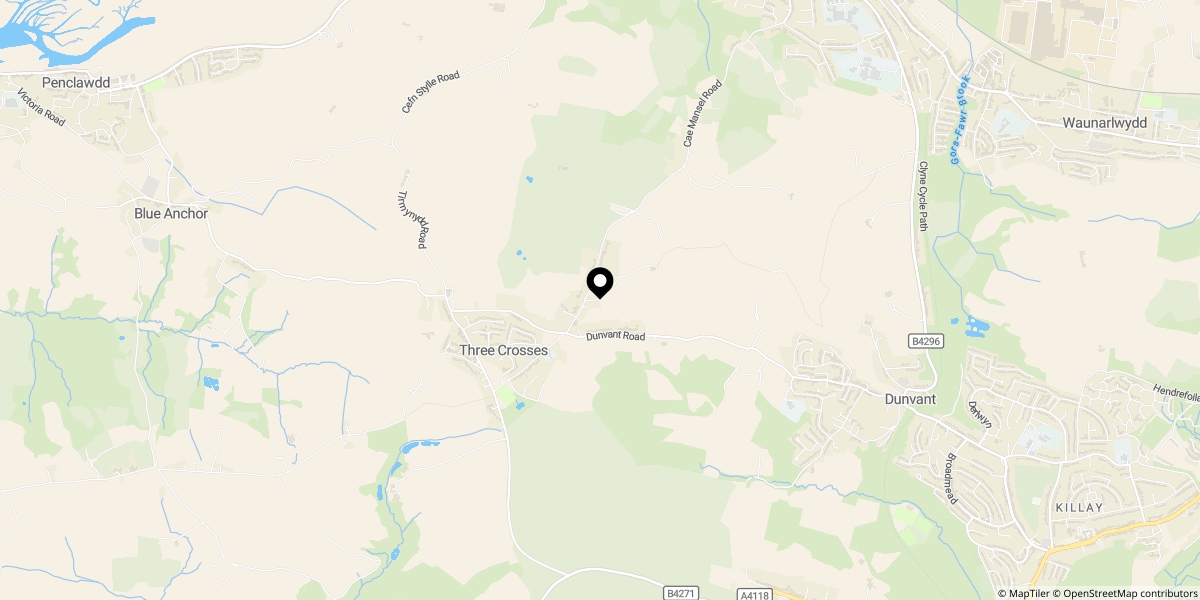 Approximate location of Bryn House, Gowerton Road, Three Crosses, Gower, Swansea, SA4 3PZ