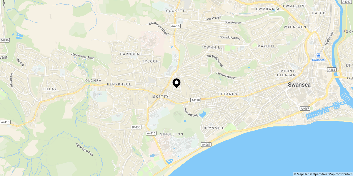 Approximate location of Long Oaks Court, Sketty, Swansea, SA2 0QH