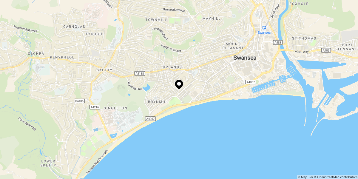 Approximate location of St. Helens Avenue, Swansea, SA1 4NW