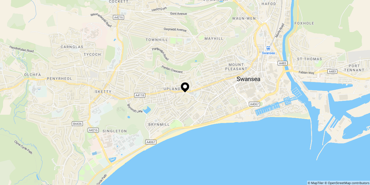 Approximate location of Eaton Crescent, Swansea, SA1 4QJ
