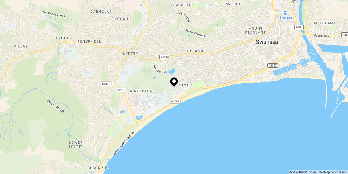 Approximate location of Trafalgar Place, Brynmill, Swansea, SA2 0BU