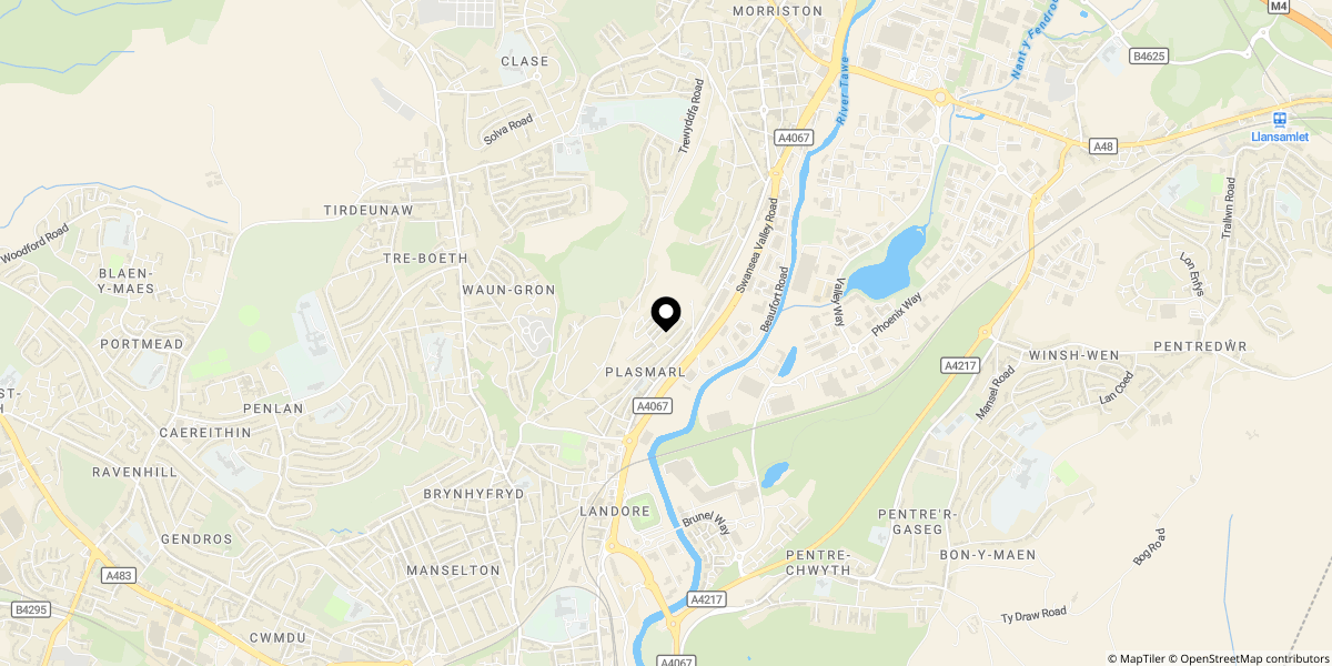 Approximate location of Bartley Terrace, Plasmarl, Swansea, SA6 8LN