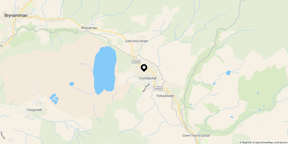 Approximate location of Samuels Road & Gwilym Road, Cwmllynfell, Swansea, SA9 2GT