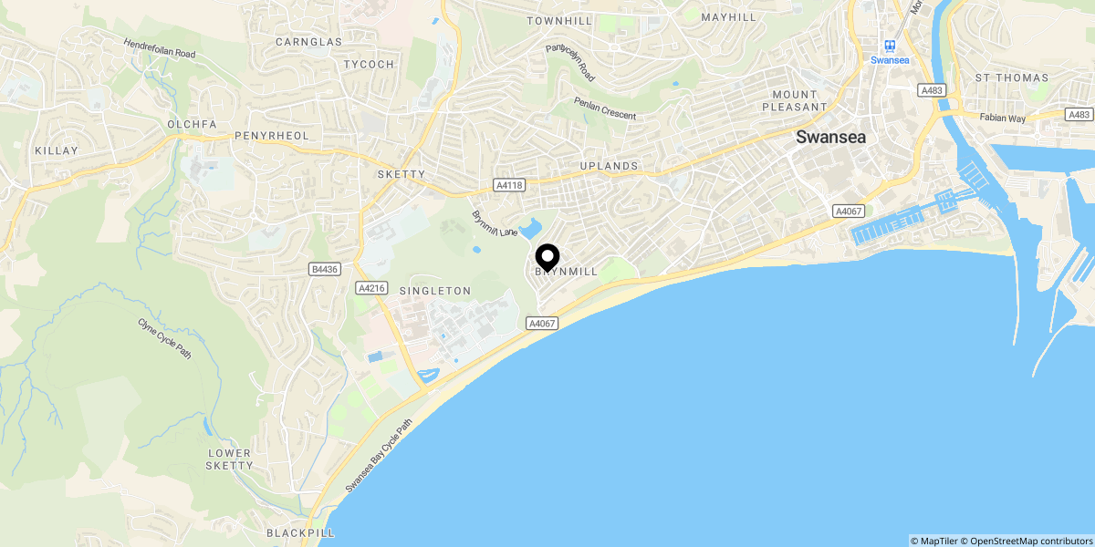Approximate location of Chesshyre Street, Brynmill, Swansea, SA2 0DB