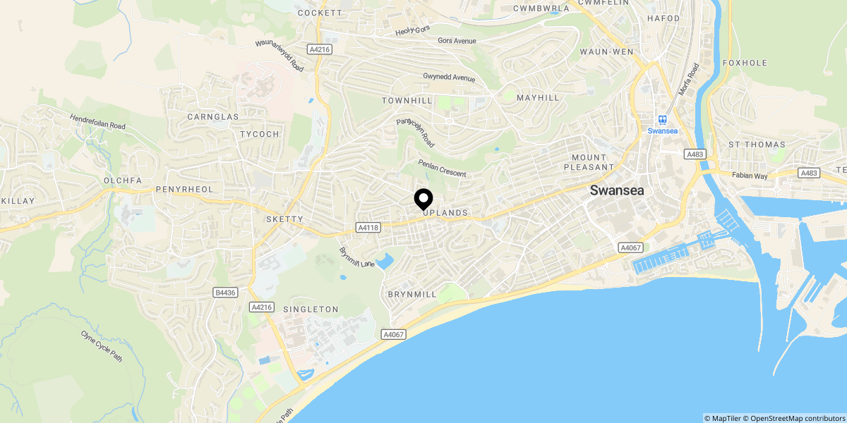 Approximate location of Windsor Street, Uplands, Swansea, SA2 0LN