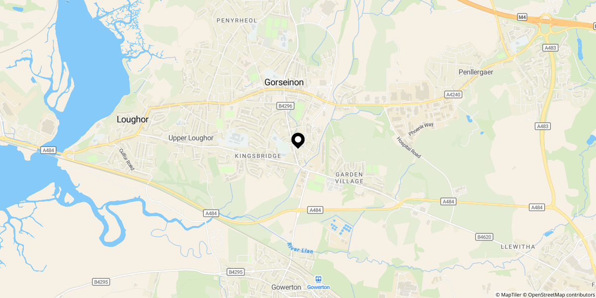 Approximate location of Moorland Green, Gorseinon, Swansea, SA4 4QF