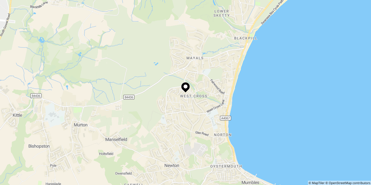 Approximate location of Woodland Avenue, West Cross, Swansea, SA3 5LY