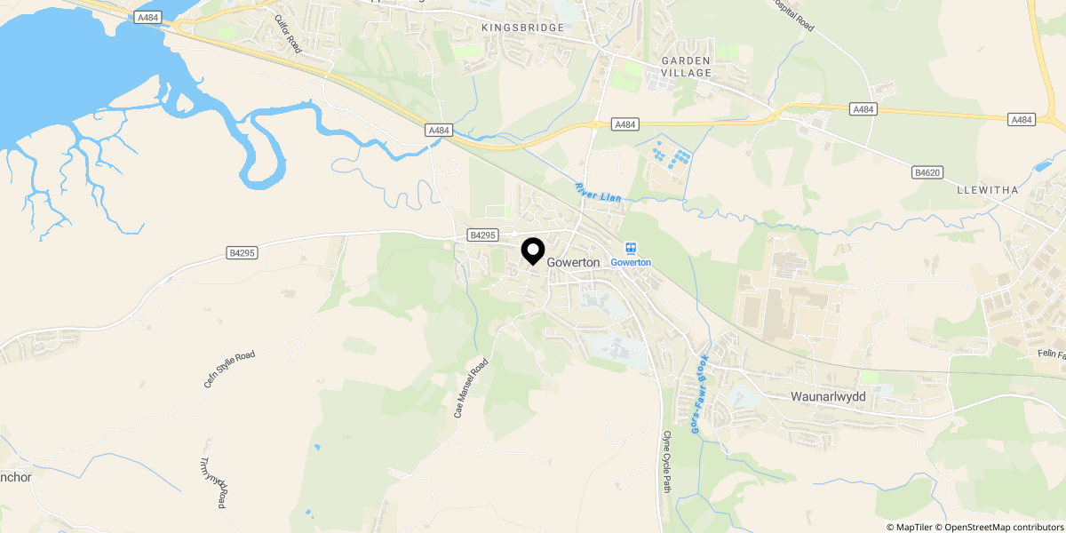Approximate location of Roper Wright Close, Gowerton, Swansea, SA4 3HD