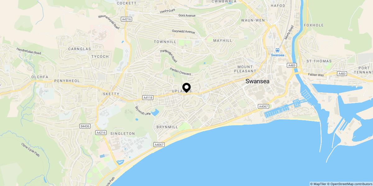 Approximate location of Belgrave Gardens, Walter Road, Swansea, SA1 4QF