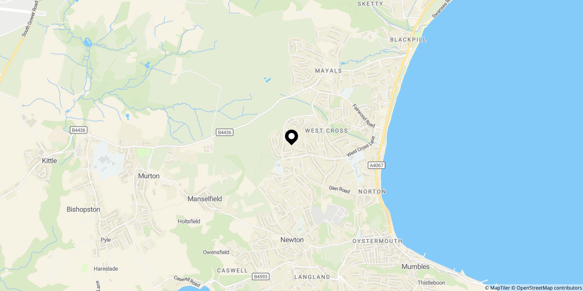 Approximate location of West Cross Lane, West Cross, Swansea, SA3 5NG