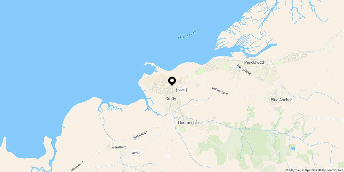 Approximate location of Pencaerfenni Park, Crofty, Gower, Swansea, SA4 3SF