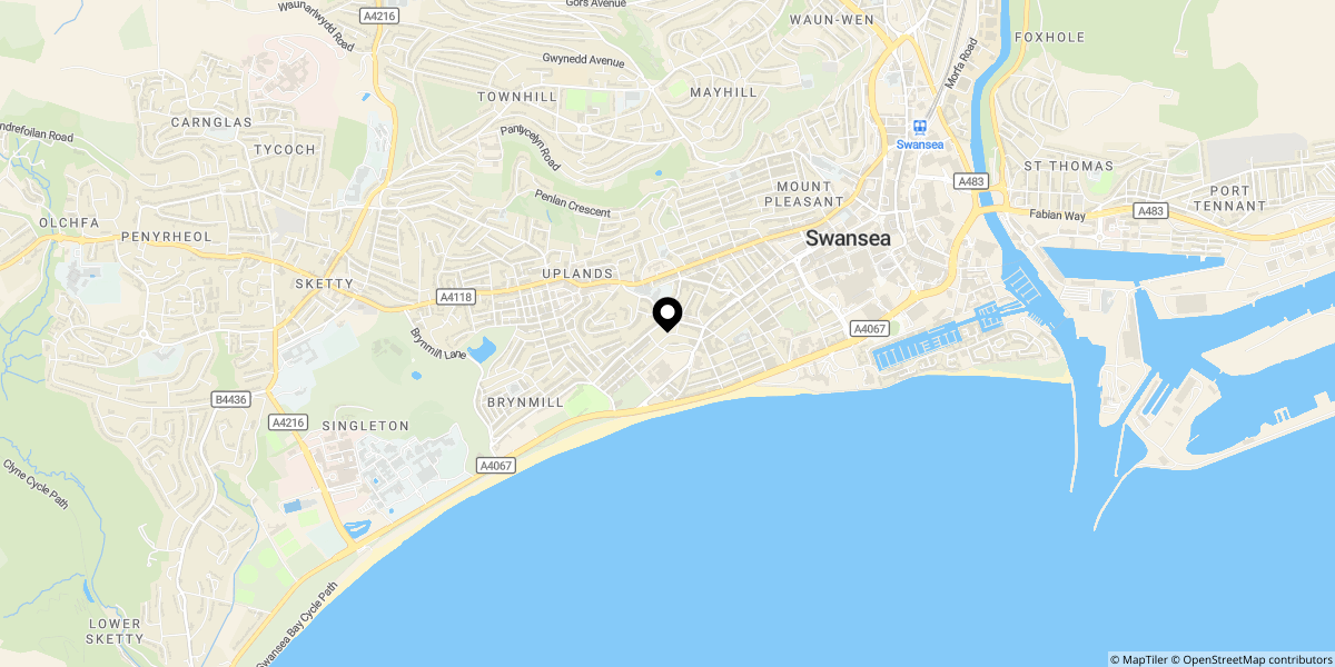 Approximate location of Dumbarton House Court, Bryn Y Mor Crescent, Swansea, SA1 4QX