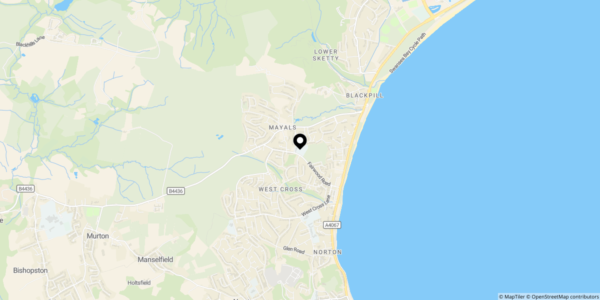 Approximate location of The Dell, Fairwood Road, West Cross, Swansea, SA3 5JP