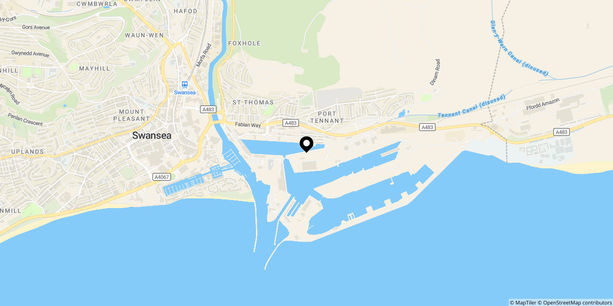 Approximate location of Yr Hafan, Langdon Road, Swansea, SA1 8RD