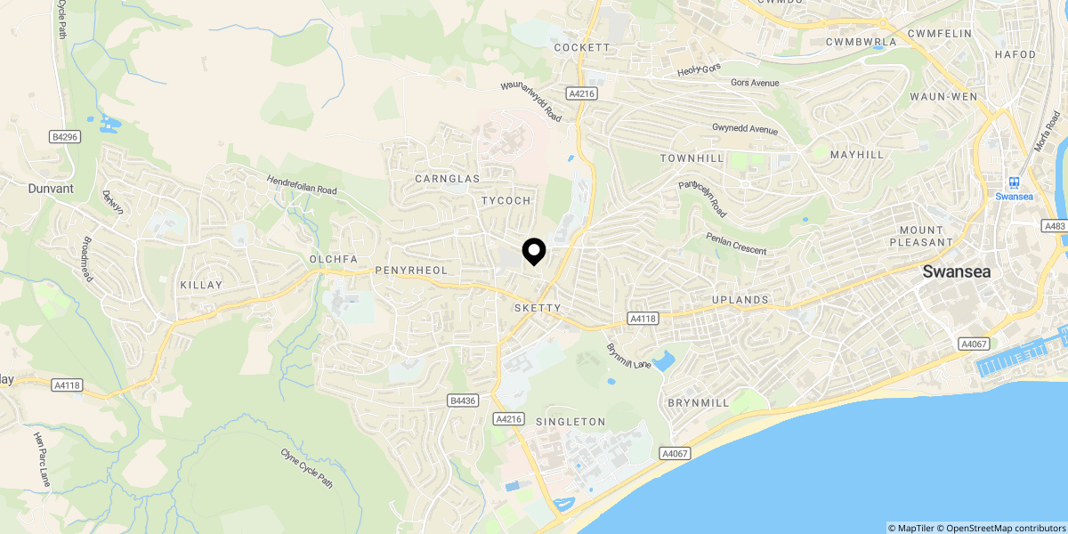 Approximate location of Prospect Place, Sketty, Swansea, SA2 9EH